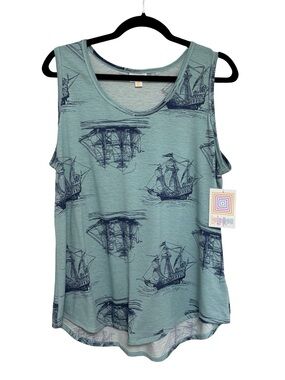 NEW LuLaRoe Nautical Ship Printed Tank Top - Size 3X